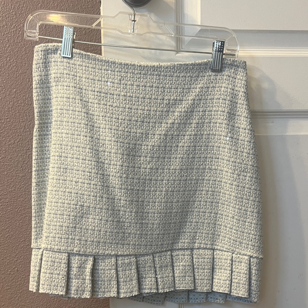 Anna Dani Tweed Light Blue Tweed Skirt (Italian Designer) NEW